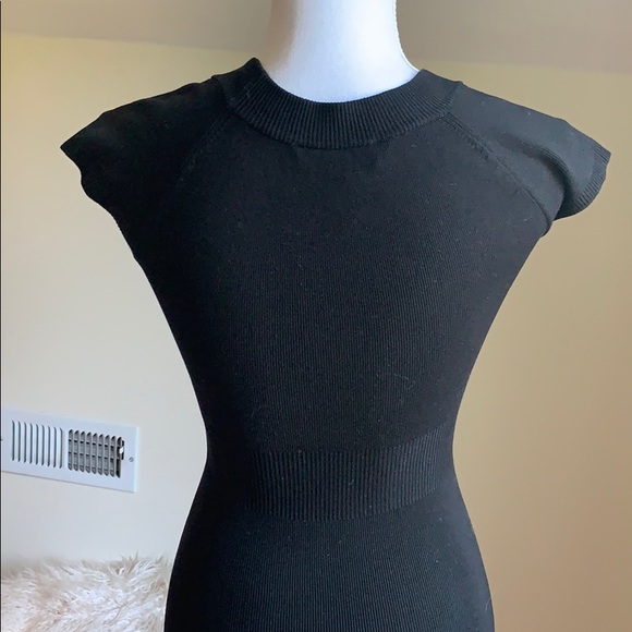 BCBGMAXAZRIA Silk Knit Stretch Black Dress, XS - Picture 4 of 6